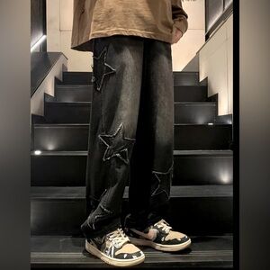 Vintage Men’s Embroidered Jeans Size 36x32 Wide Leg Y2K Baggy Hip Hop